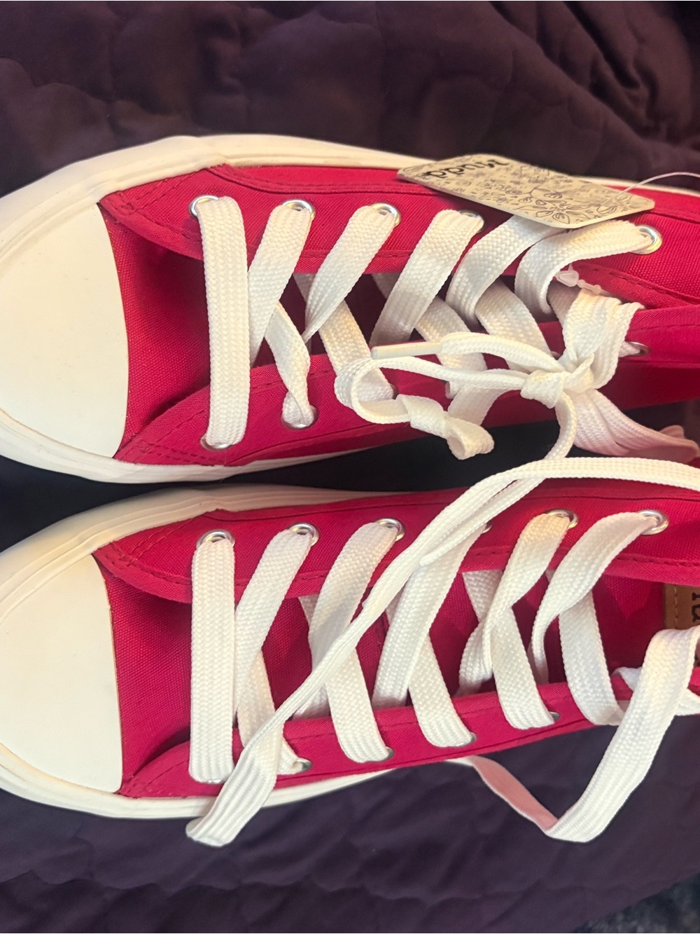 Mudd Women's Bright Red Canvas Lace-Up Sneakers with White Trim